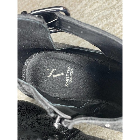 SIMPLY VERA WANG | Womens Black Side Zip Open Toe Ankle Boots, Size 6 - Picture 5 of 7